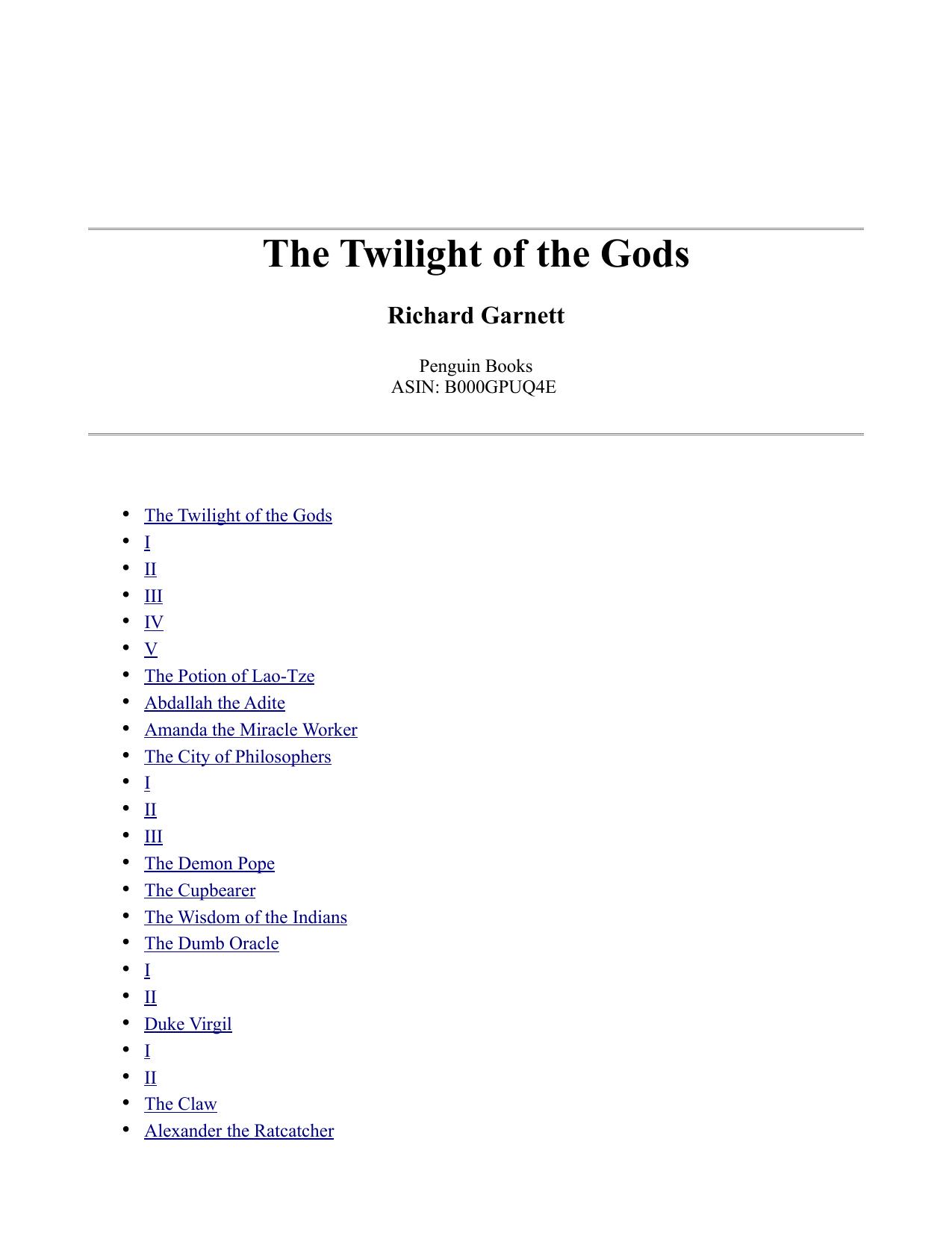 The Twilight of the Gods by Richard Garnett