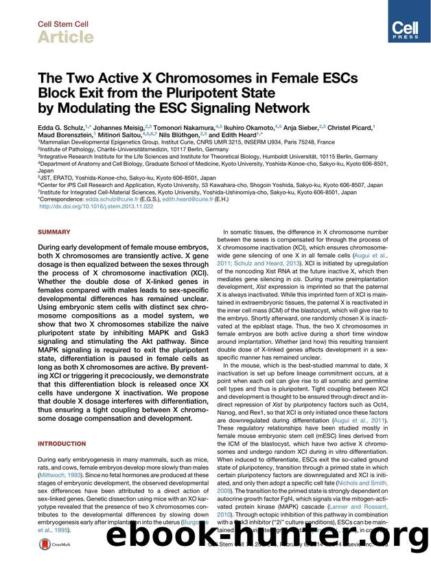 The Two Active X Chromosomes in Female ESCs Block Exit from the Pluripotent State by Modulating the ESC Signaling Network by unknow
