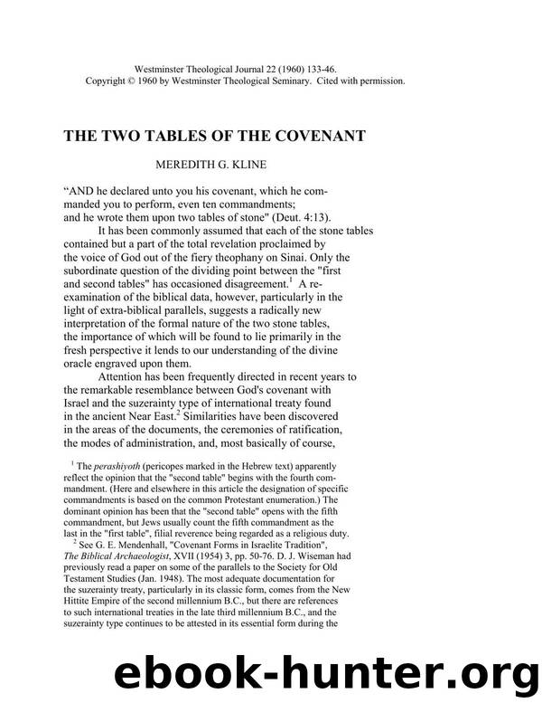 The Two Tables of the Covenant by Meredith G. Kline