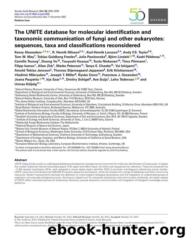 The UNITE database for molecular identification and taxonomic communication of fungi and other eukaryotes: sequences, taxaÂ and classifications reconsidered by unknow