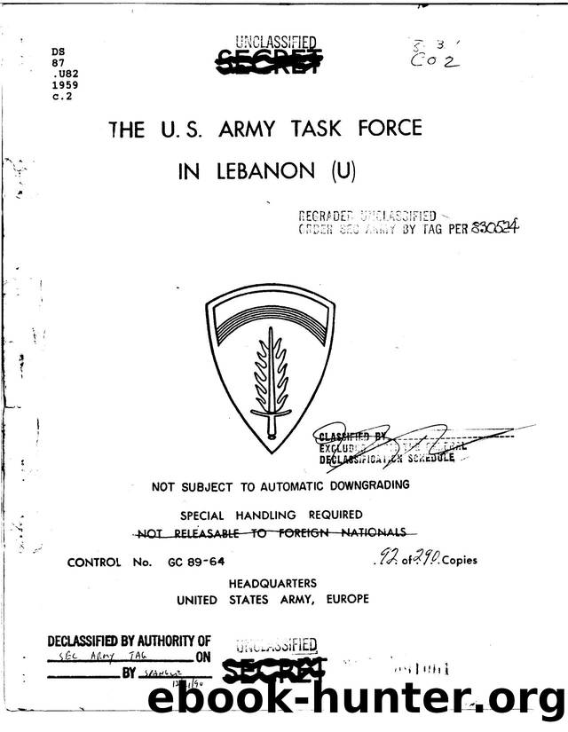 The US Army Task Force in Lebanon by Unknown