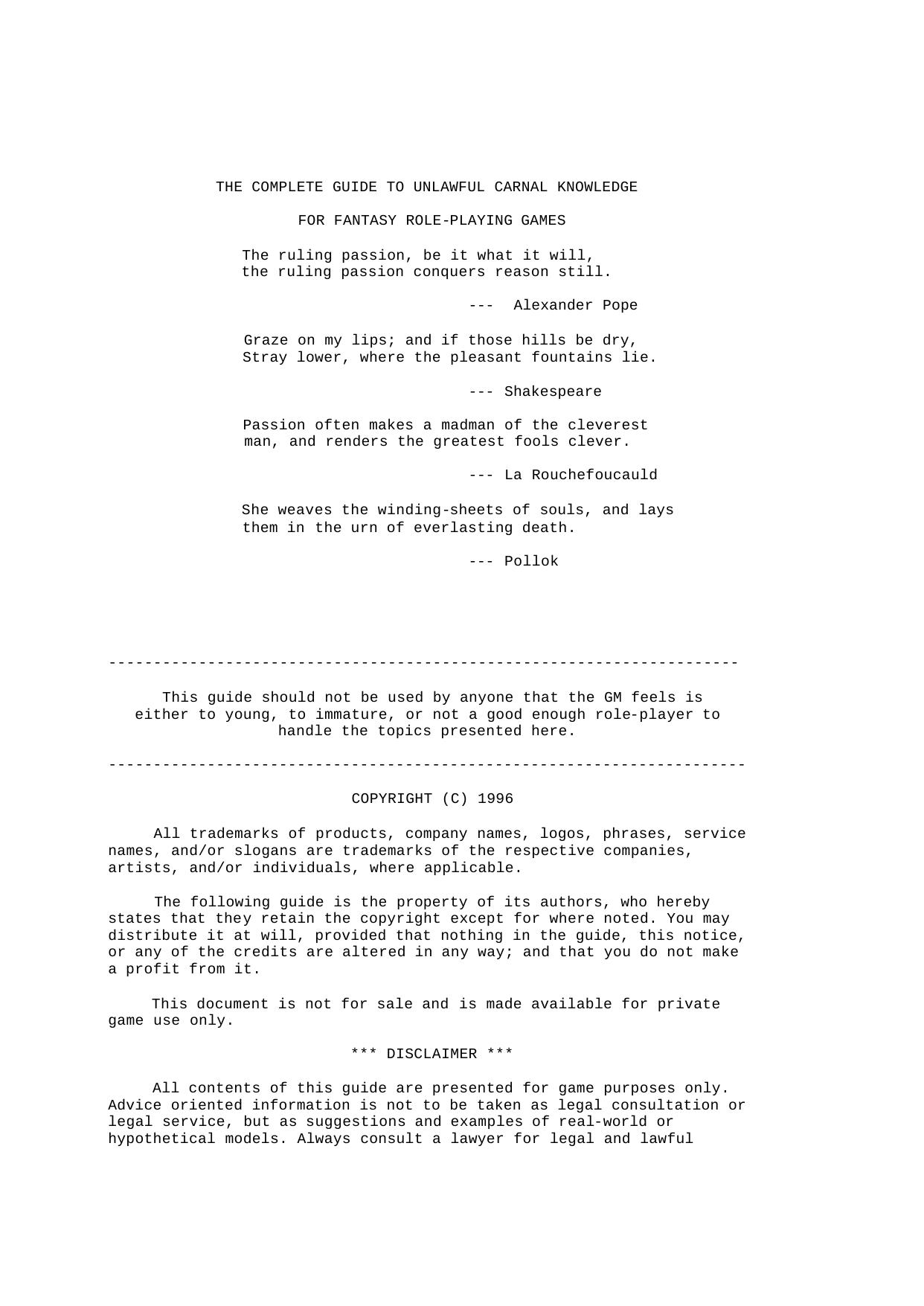The Uncensored Book Of Sex For Role-Playing Games by unknown