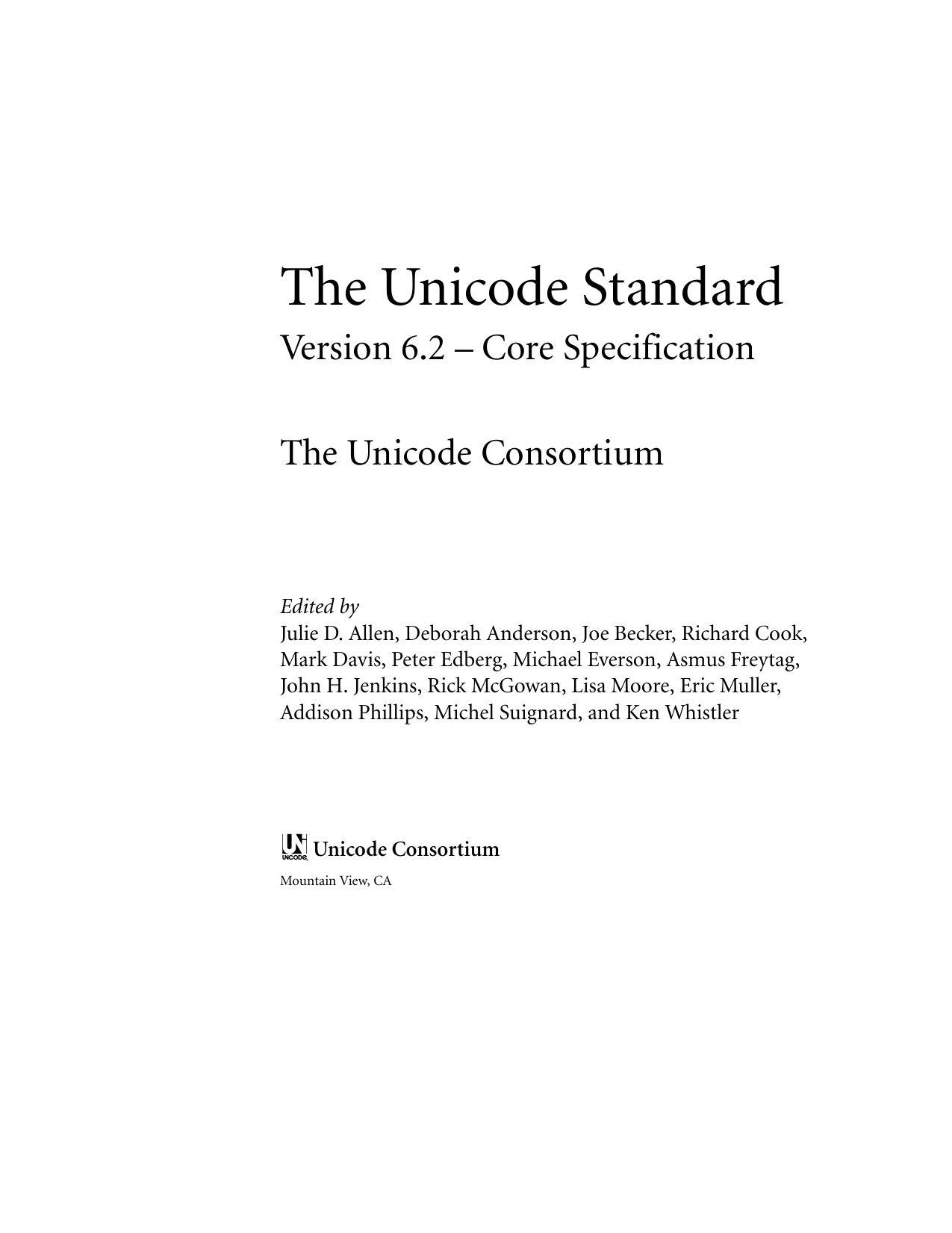 The Unicode Standard Version 6.2 â Core Specification by unknow