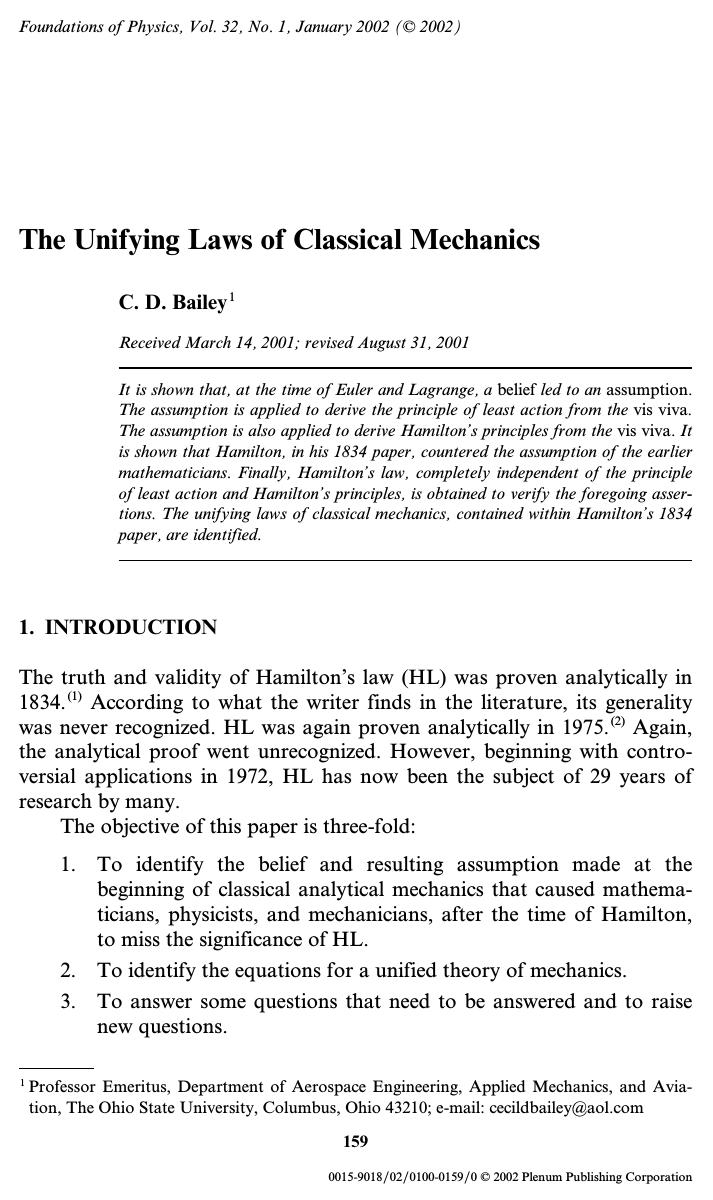 The Unifying Laws of Classical Mechanics by Unknown