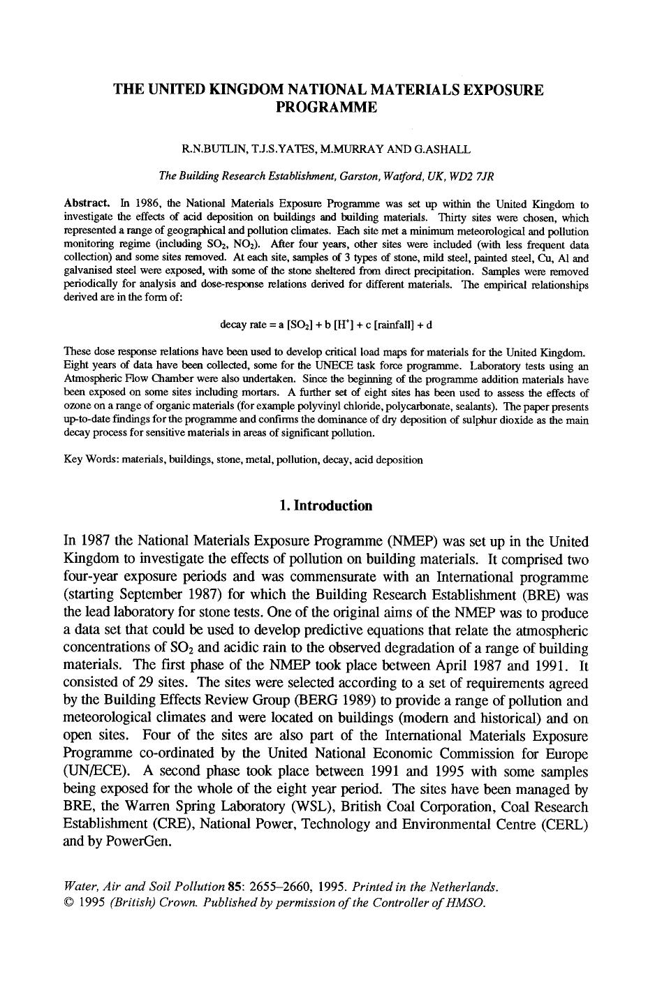 The United Kingdom national materials exposure programme by Unknown