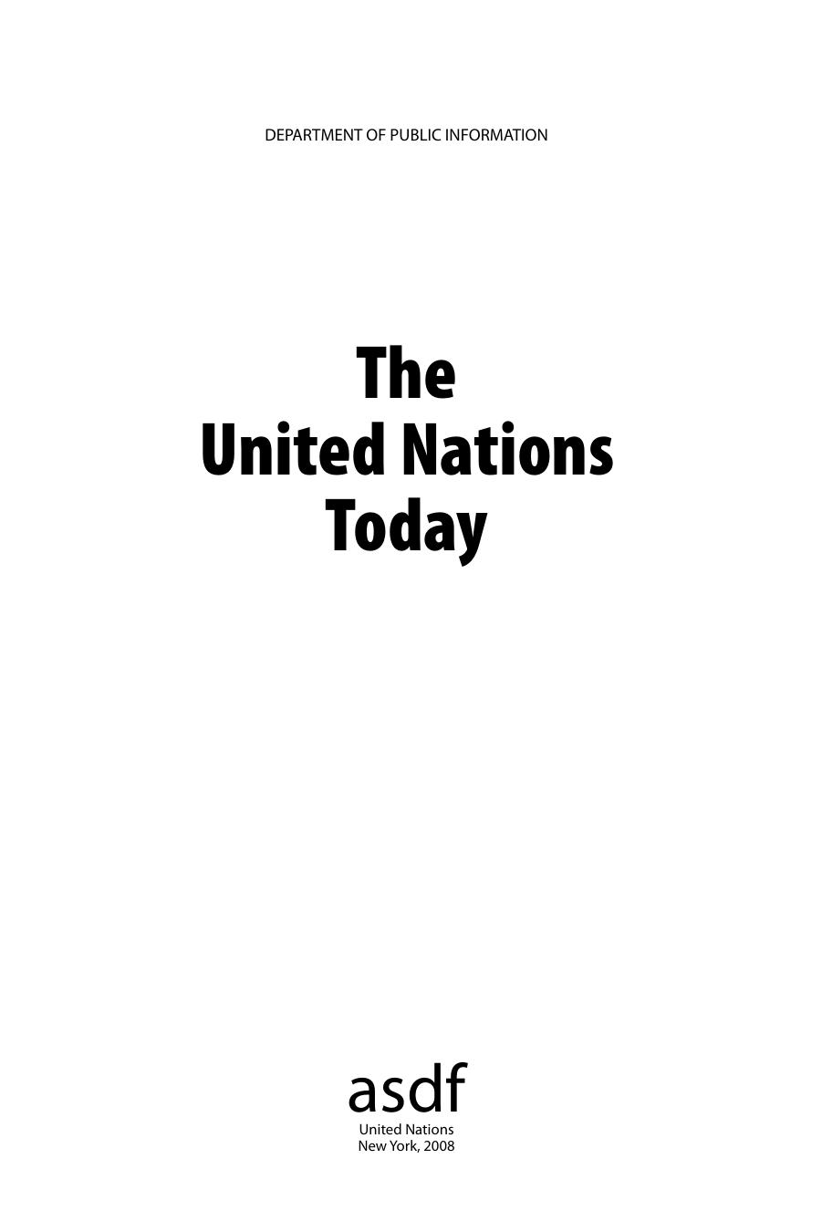 The United Nations Today (Basic Facts About the United Nations) by Unknown
