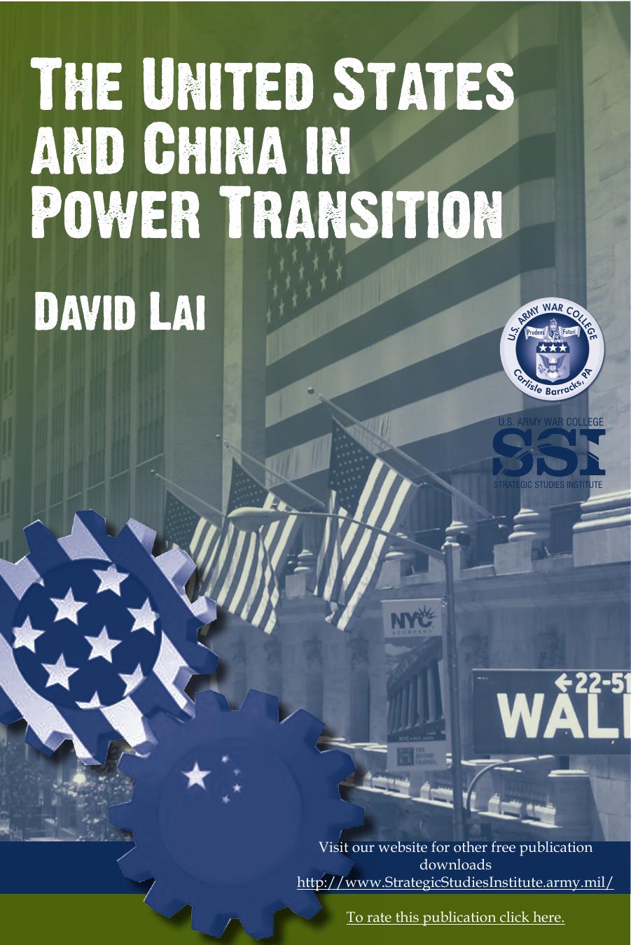 The United States and China in Power Transition by David Lai