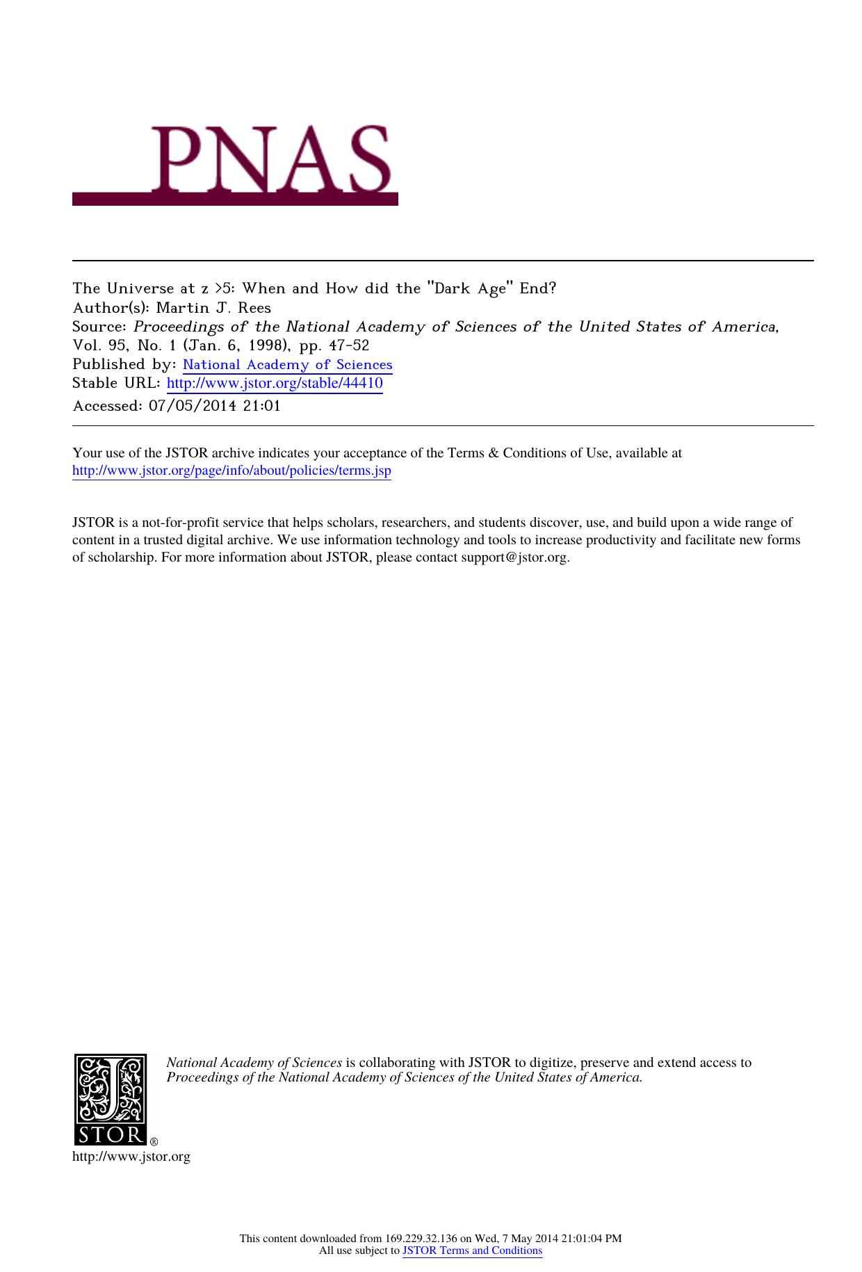 The Universe at z > 5: When and How did the "Dark Age" End? by The Universe at z 5 (1998)