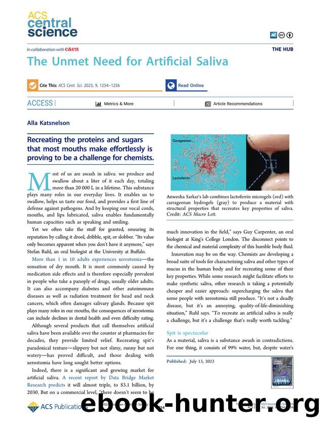 The Unmet Need for Artificial Saliva by Alla Katsnelson