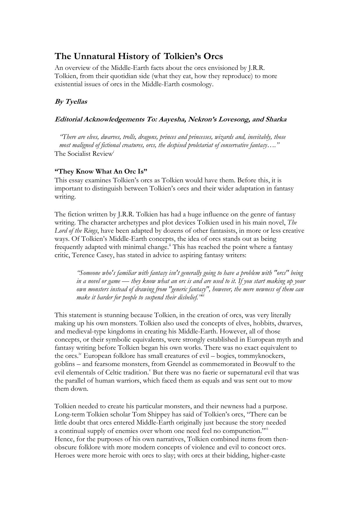 The Unnatural History of Tolkienâs Orcs by Emily Cotlier