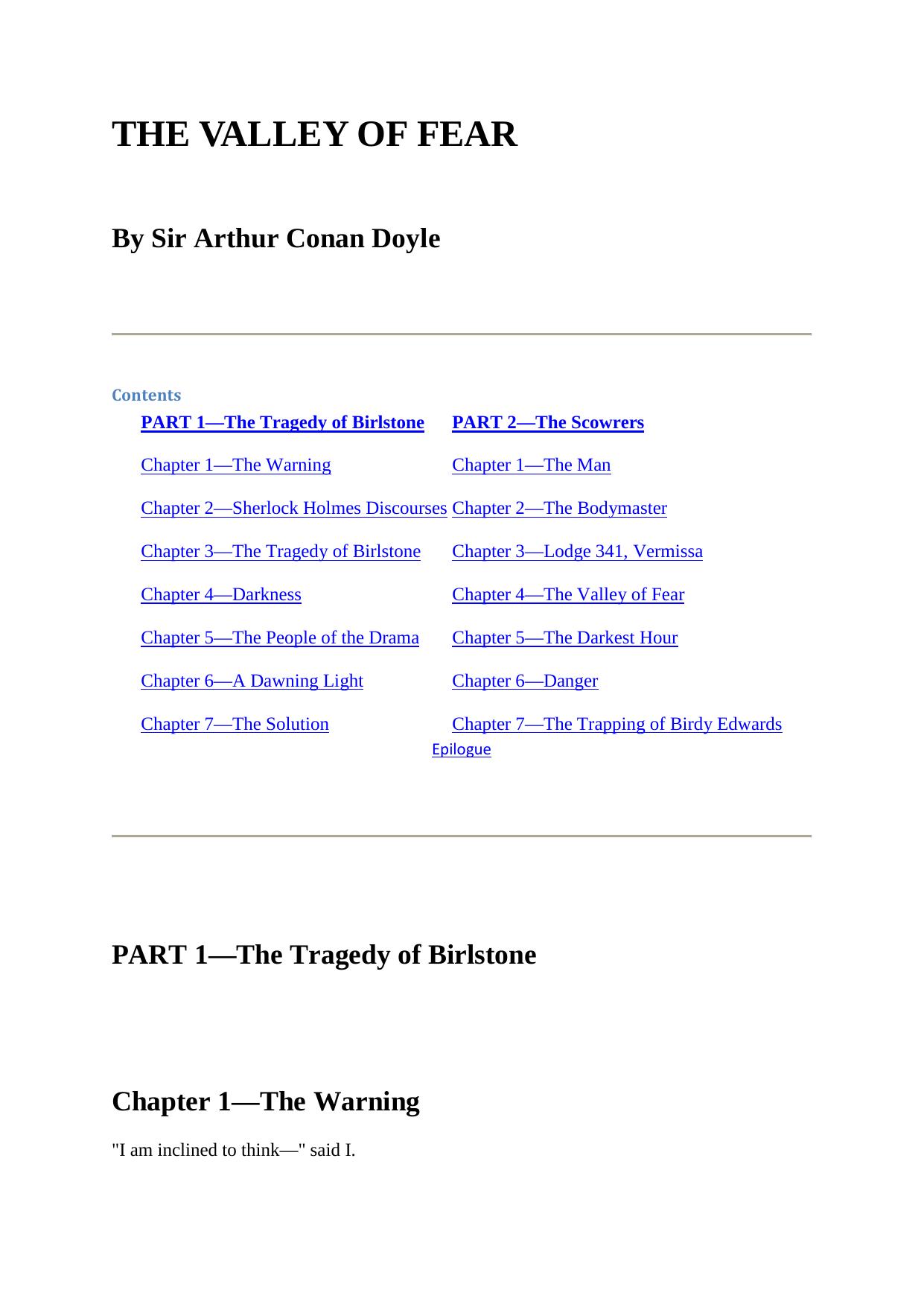 The Valley of Fear: A Sherlock Holmes Mystery (The Sherlock Holmes Collection) by Sir Arthur Conan Doyle