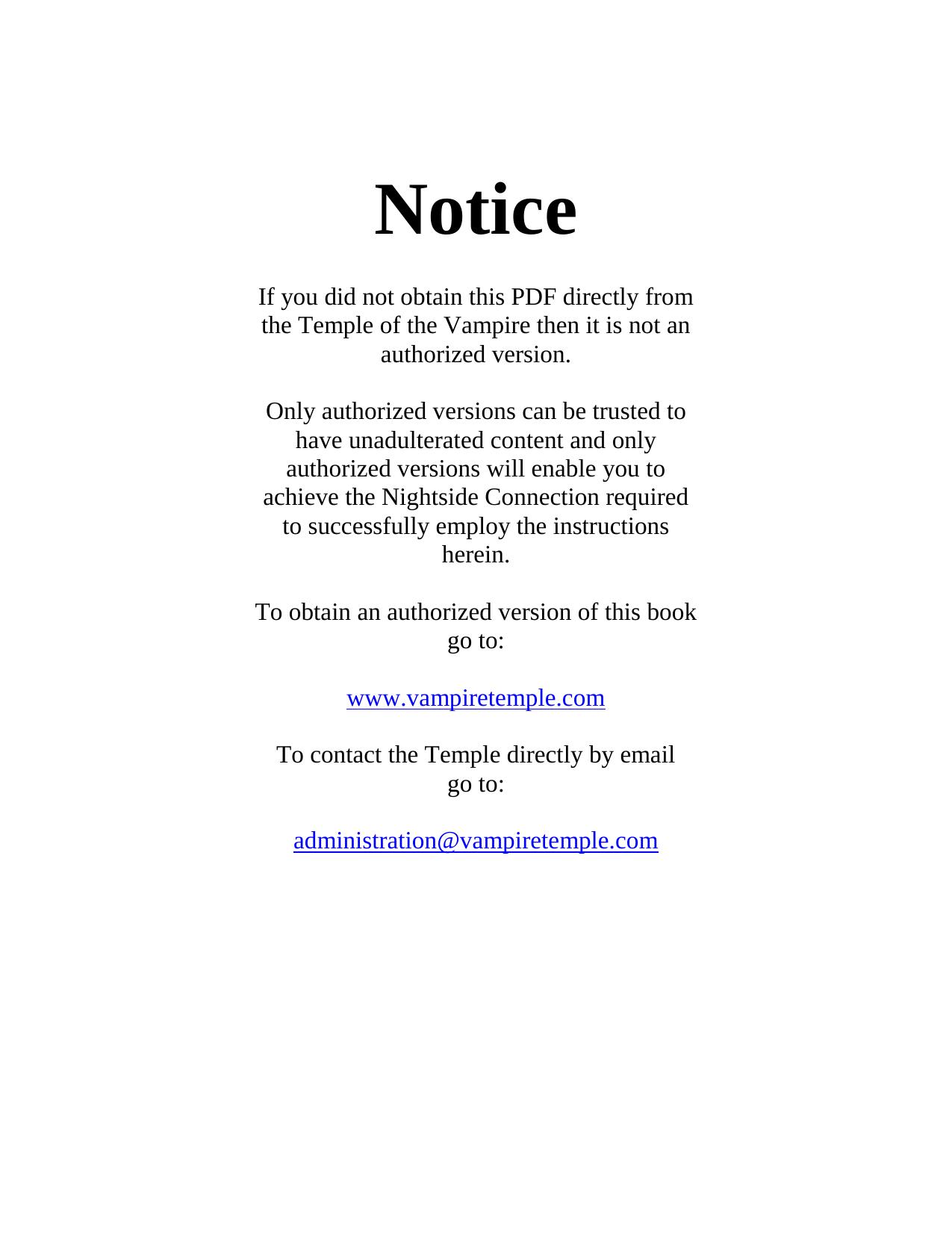 The Vampire Bible by Temple of the Vampire