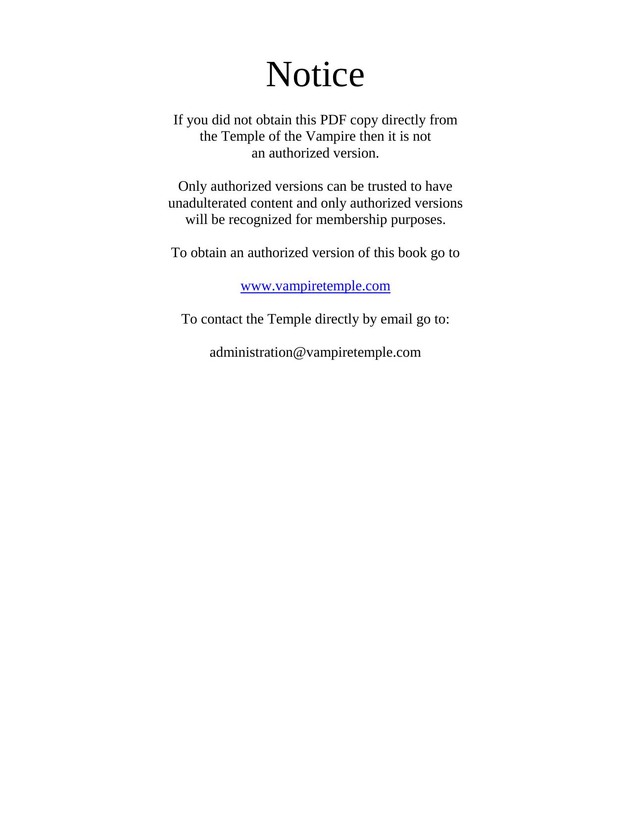 The Vampire Priesthood Bible by Temple of the Vampire