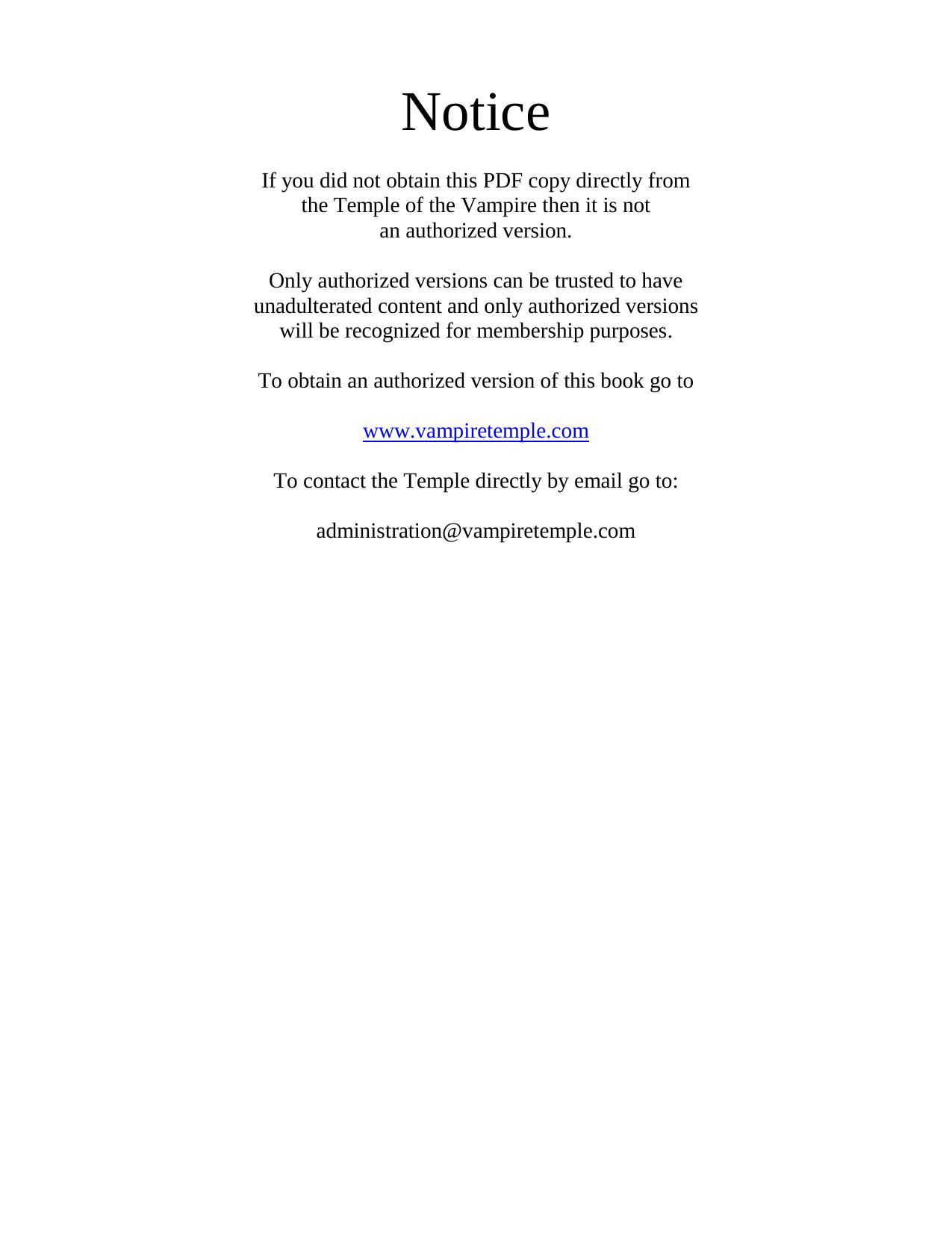 The Vampire Sorcery Bible by Temple of the Vampire