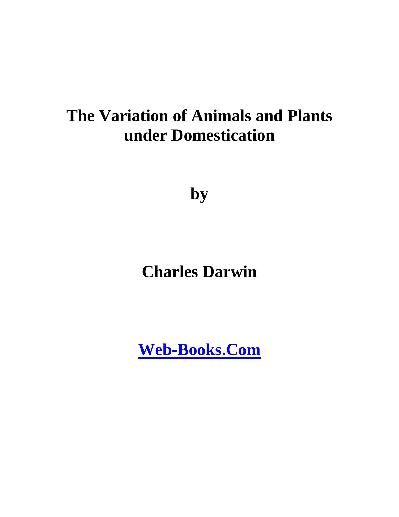 The Variation of Animals and Plants by SPG