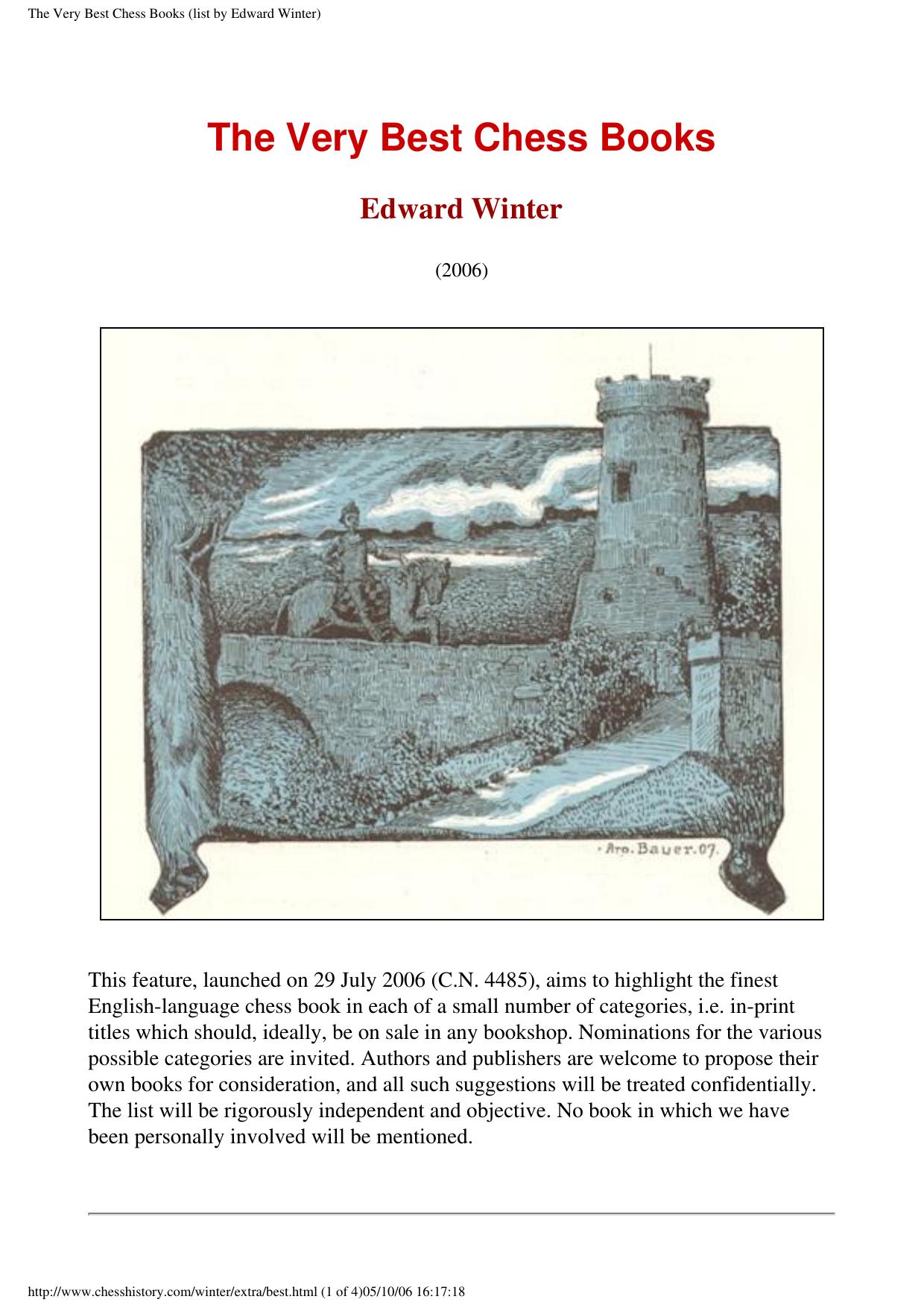 The Very Best Chess Books (list by Edward Winter) by The Very Best Chess Books