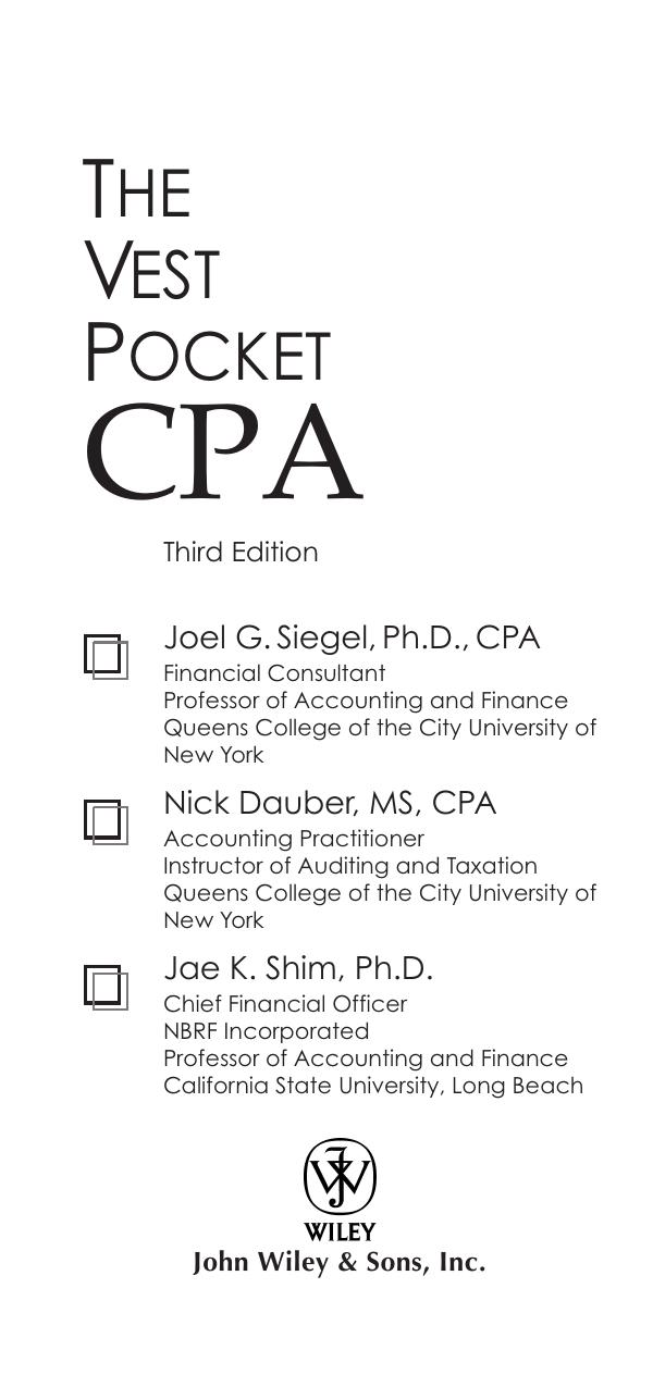 The Vest Pocket CPA by Joel G. Siegel Nick A. Dauber Jae K. Shim
