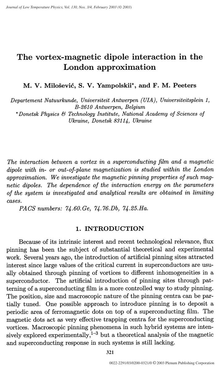 The Vortex-Magnetic Dipole Interaction in the London Approximation by Unknown