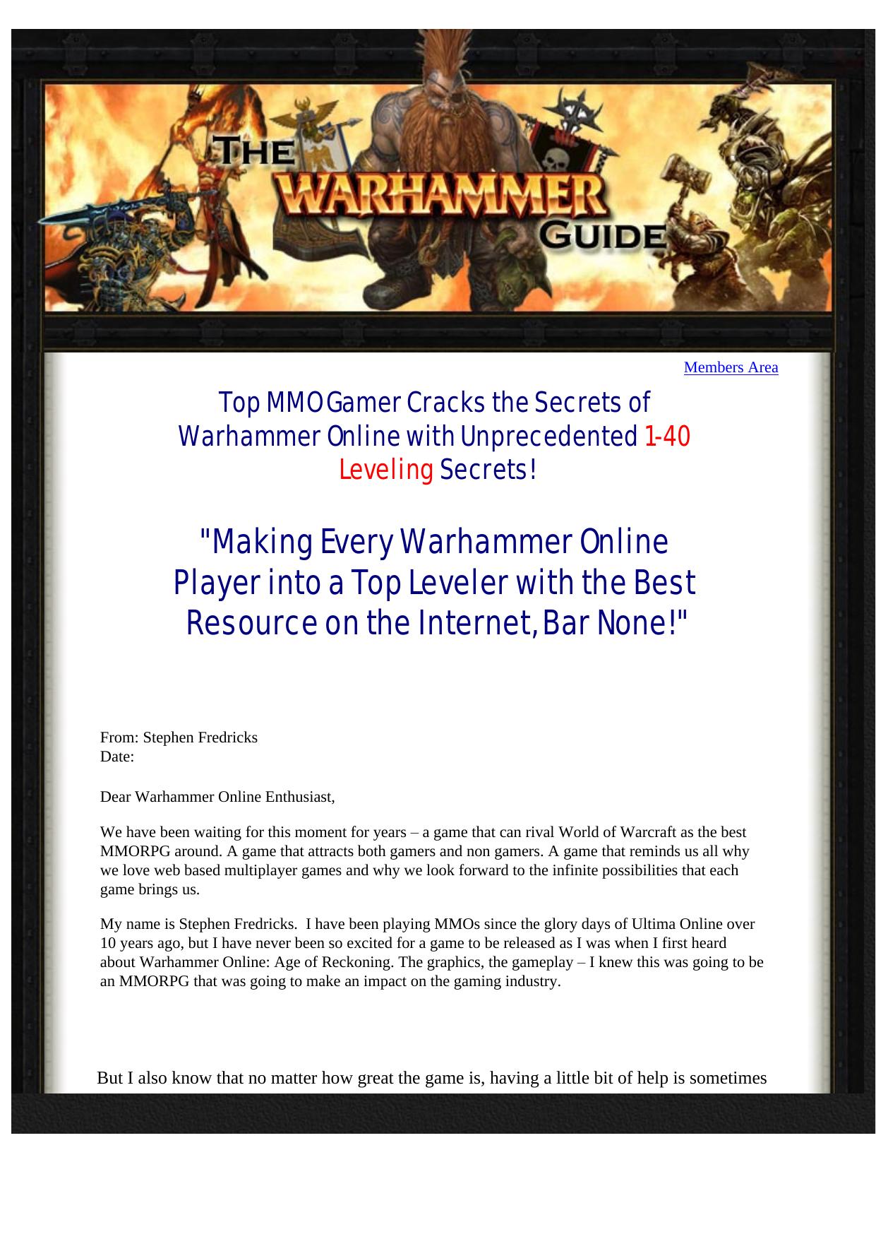 The Warhammer Guide - Warhammer Online Leveling Guides. by Best of Kuszter's Collection