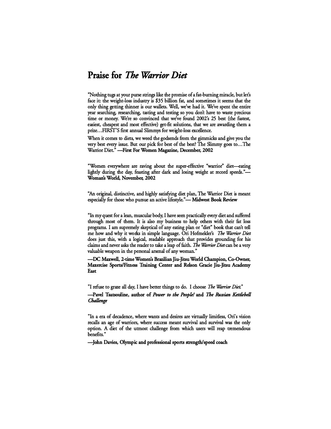 The Warrior Diet by Ori Hofmekler