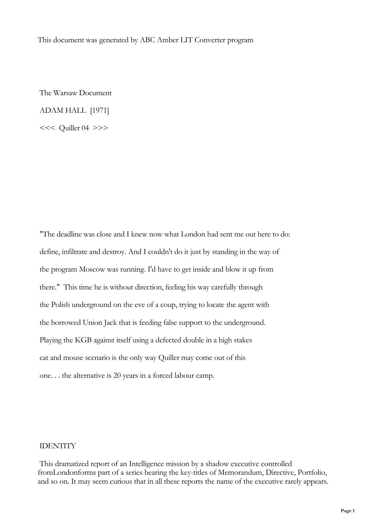 The Warsaw Document by Adam Hall