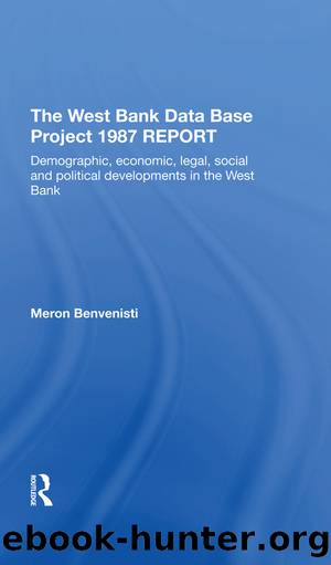 The West Bank Data Base 1987 Report: Demographic, Economic, Legal, Social and Political Developments in the West Bank by Meron Benvenisti