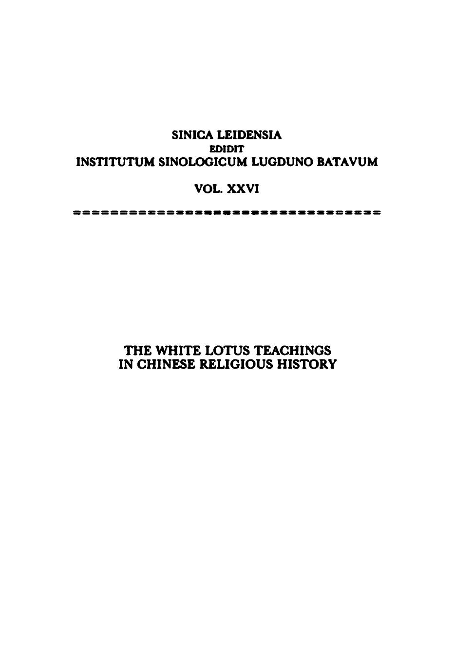 The White Lotus Teachings in Chinese Religious History by Barend J. Ter Haar
