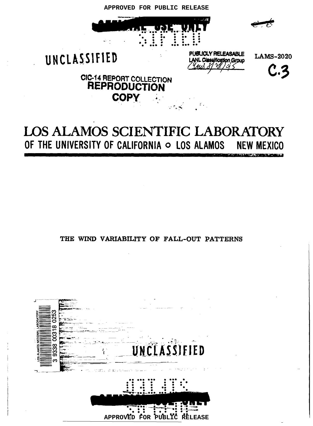 The Wind variability of fall-out patterns LAMS-2020 by LANL Research Library LWW Project