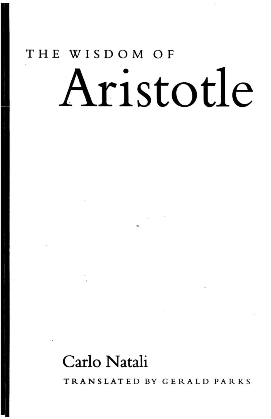 The Wisdom of Aristotle by Carlo Natali Gerald Parks