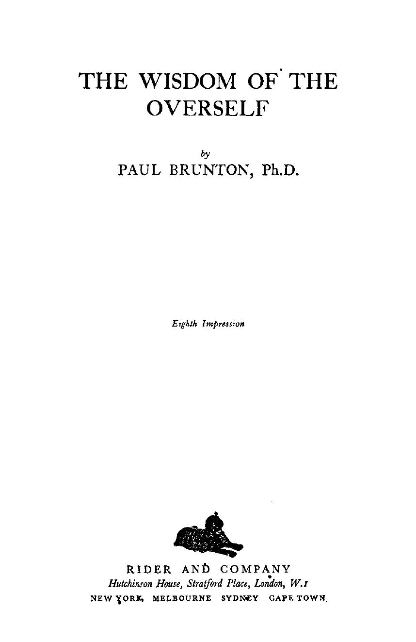 The Wisdom of the Overself by Paul Brunton
