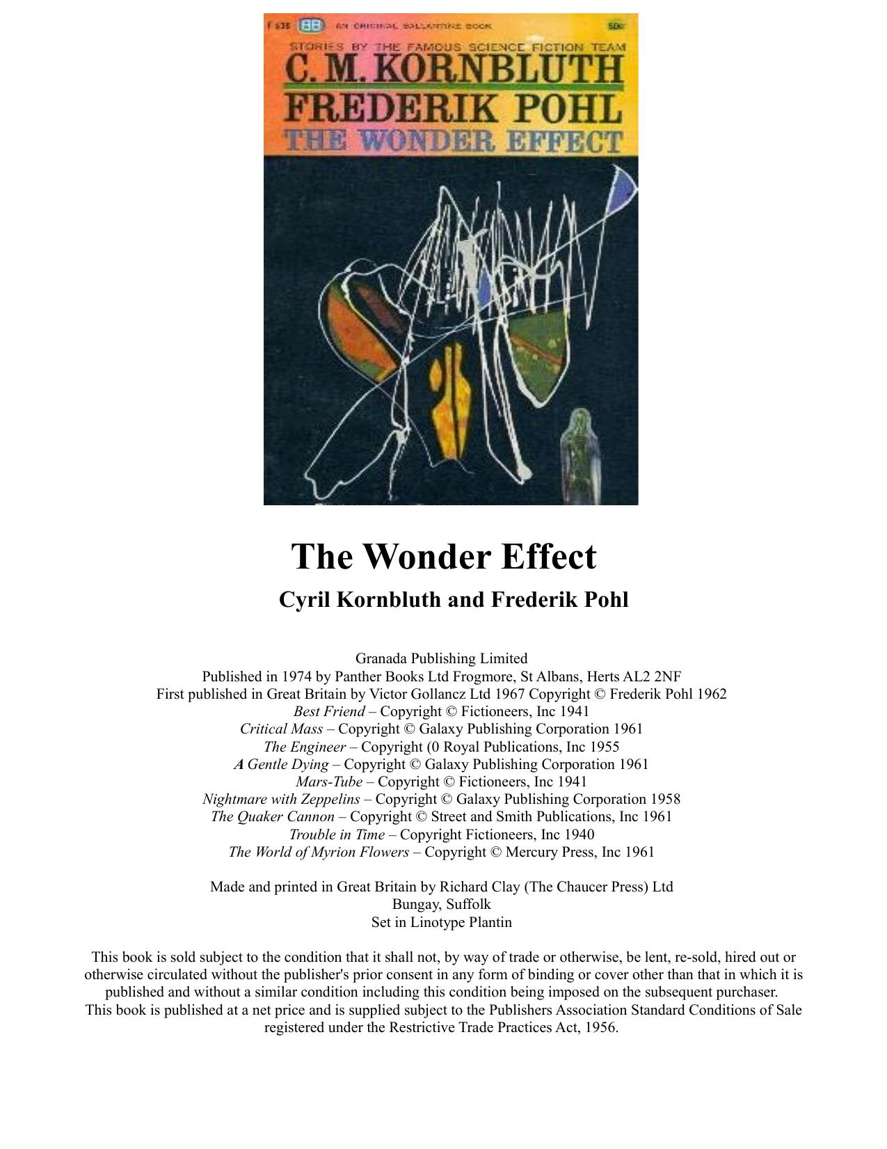 The Wonder Effect by Frederik with C.M. Kornbluth Pohl
