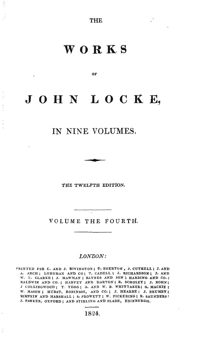 The Works of John Locke - Vol IV by Vol IV
