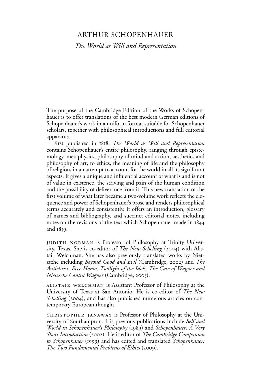 The World as Will and Representation, Vol. 1 by Arthur Schopenhauer