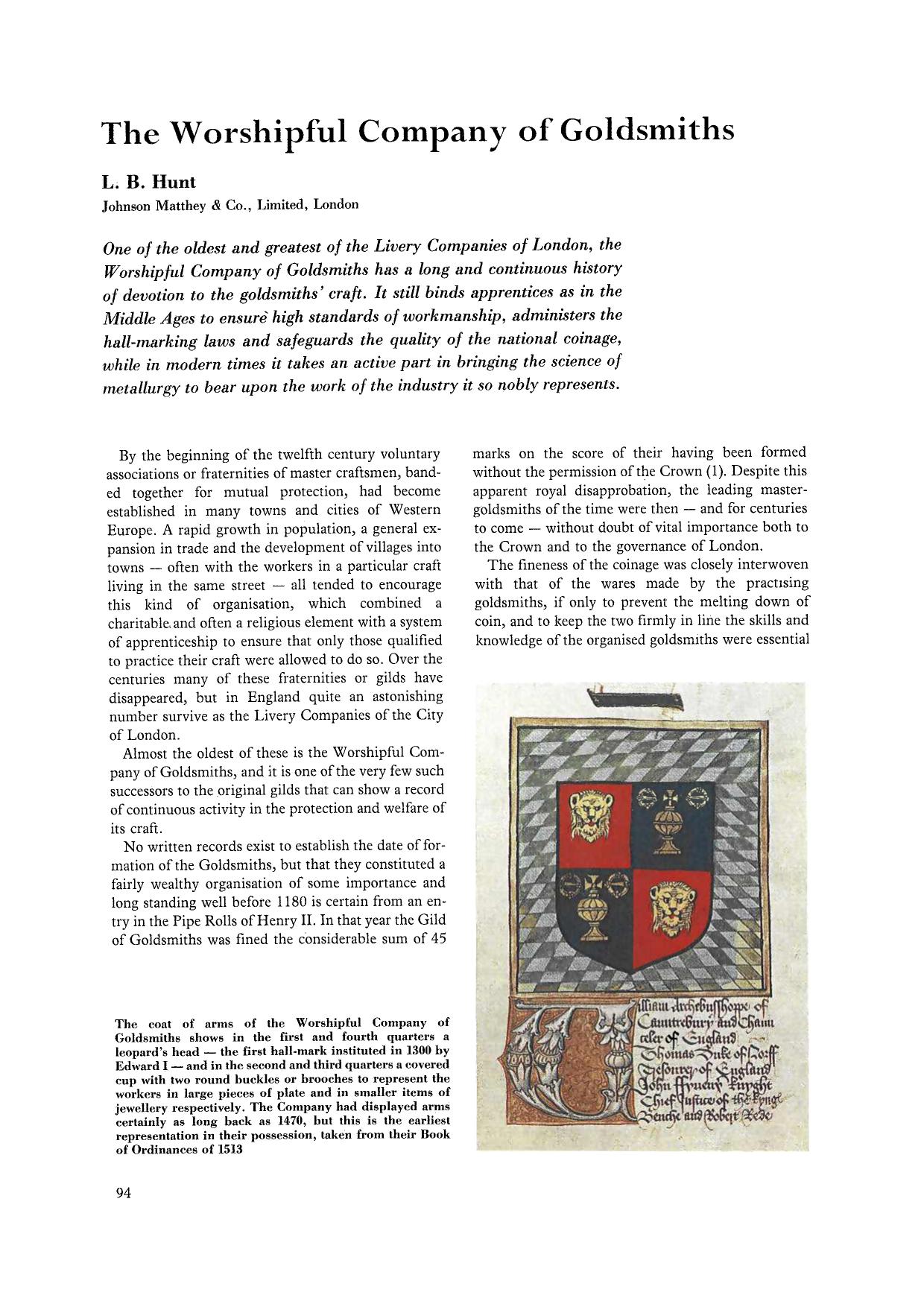 The Worshipful Company of Goldsmiths by Unknown
