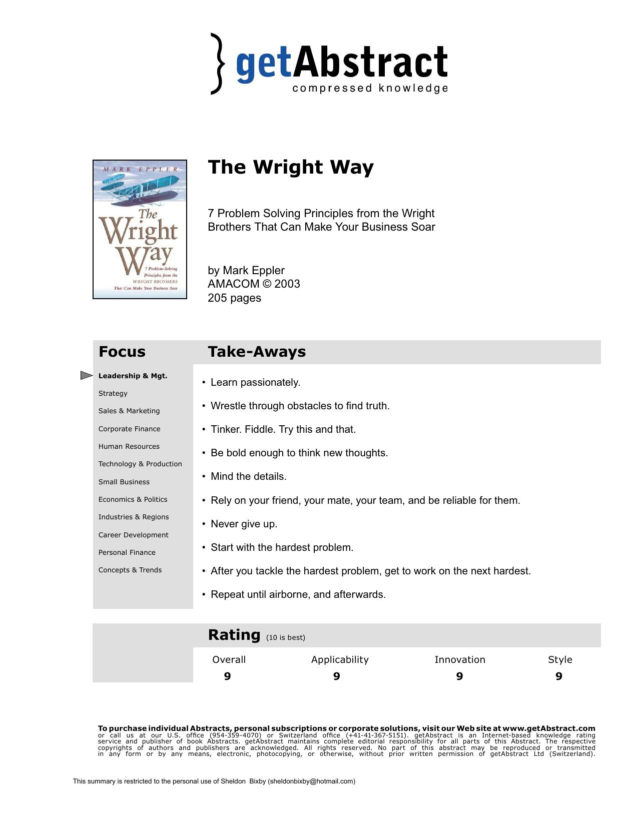 The Wright Way by getAbstract