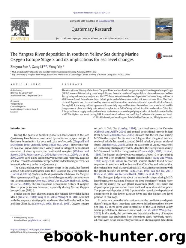 The Yangtze River deposition in southern Yellow Sea during Marine Oxygen Isotope Stage 3 and its implications for sea-level changes by Zhuyou Sun & Gang Li & Yong Yin
