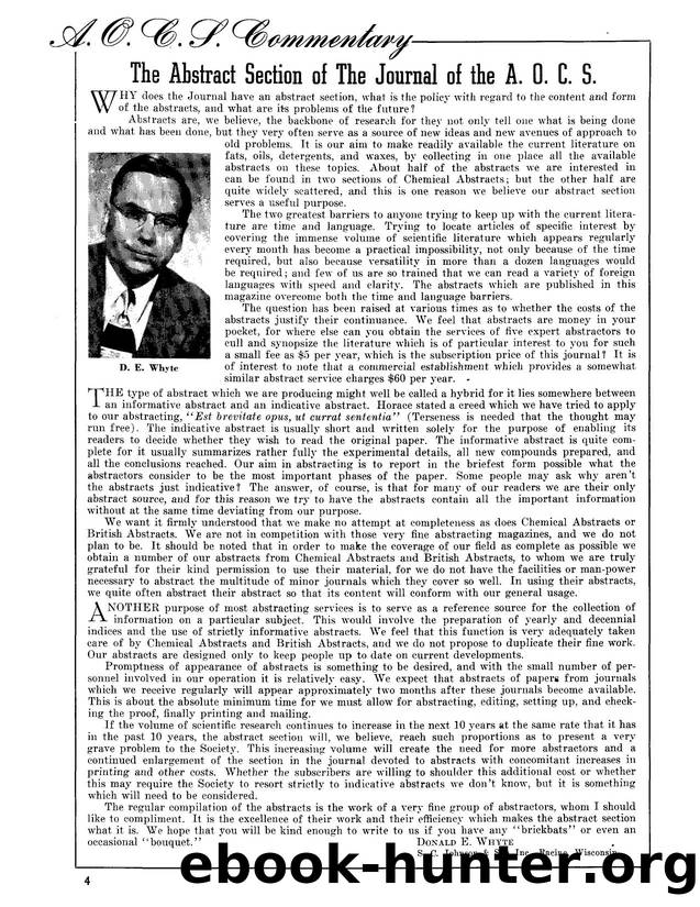 The abstract section of the Journal of the A. O. C. S. by Unknown
