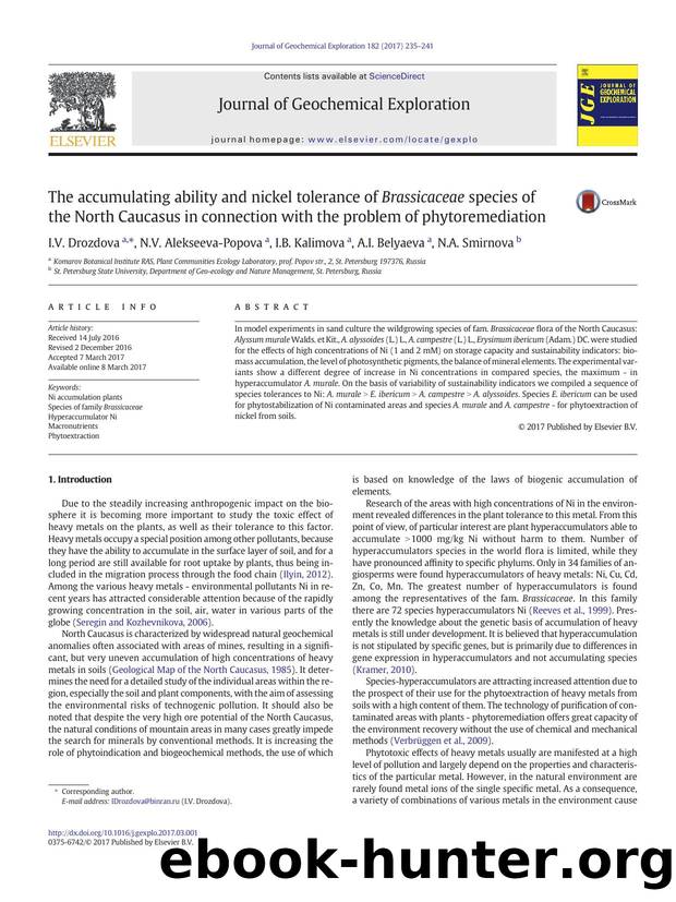 The accumulating ability and nickel tolerance of Brassicaceae species of the North Caucasus in connection with the problem of phytoremediation by I.V. Drozdova & N.V. Alekseeva-Popova & I.B. Kalimova & A.I. Belyaeva & N.A. Smirnova