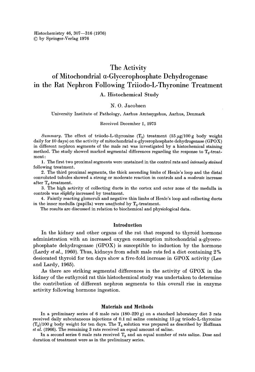 The activity of mitochondrial α-glycerophosphate dehydrogenase in the rat nephron following triiodo-L-Thyronine treatment by Unknown