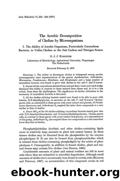 The aerobic decomposition of choline by microorganisms by Unknown