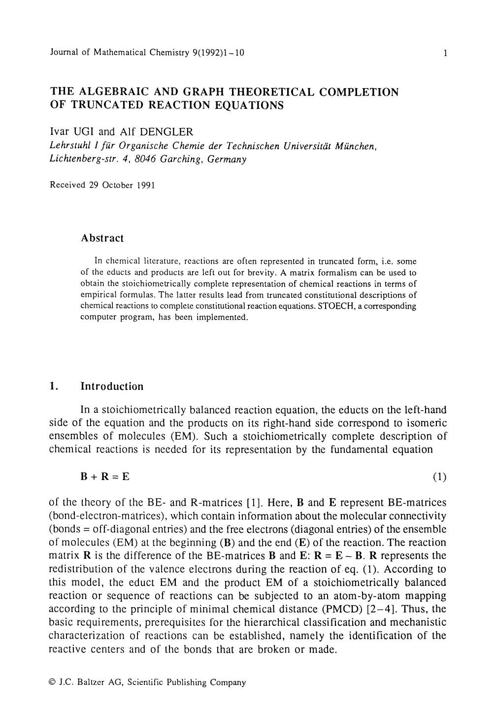 The algebraic and graph theoretical completion of truncated reaction equations by Unknown
