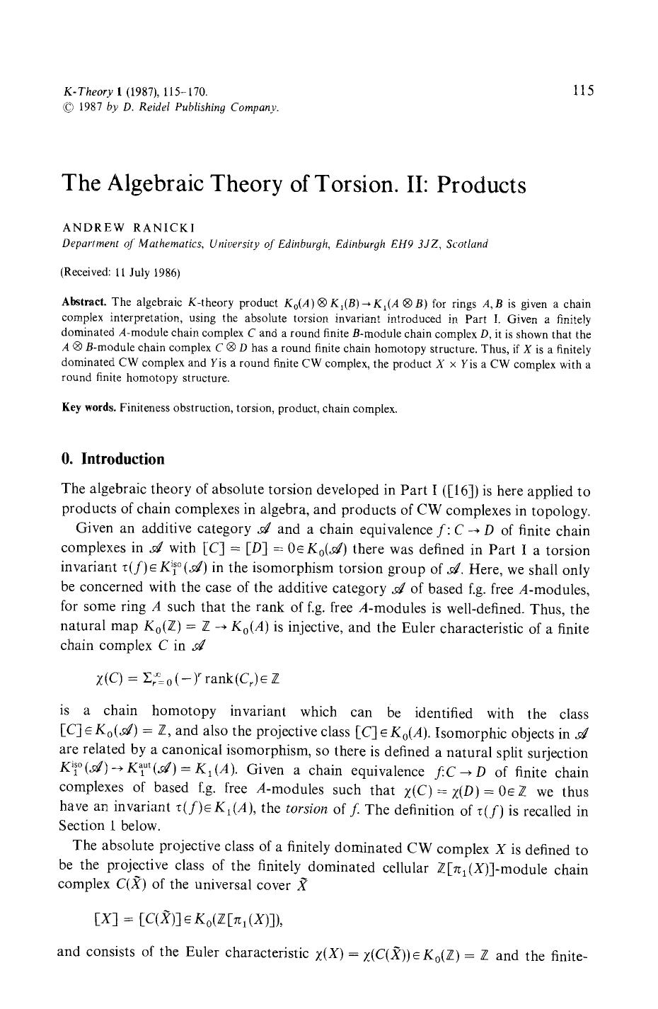 The algebraic theory of torsion. II: Products by Unknown