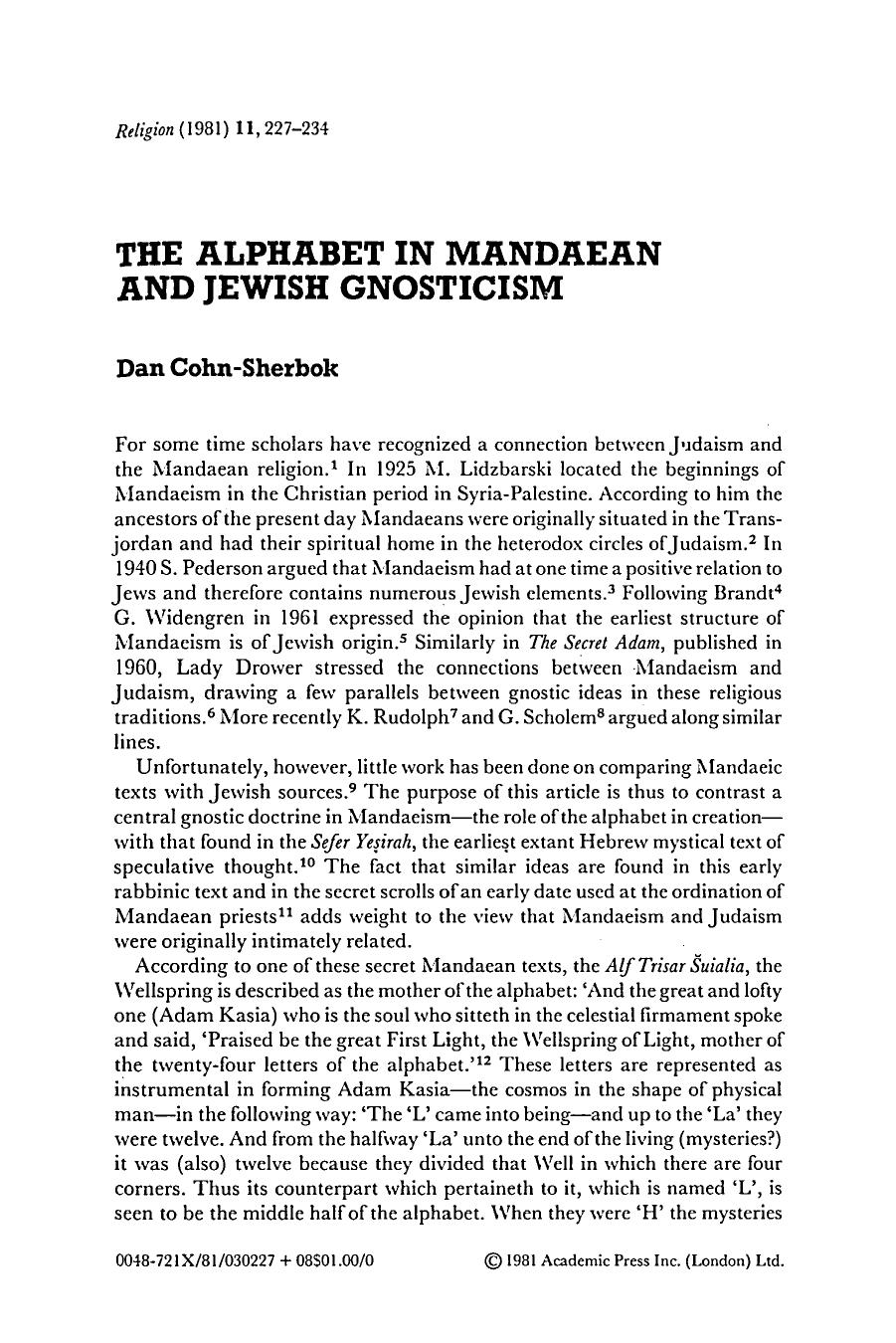 The alphabet in Mandaean and Jewish Gnosticsm by Unknown