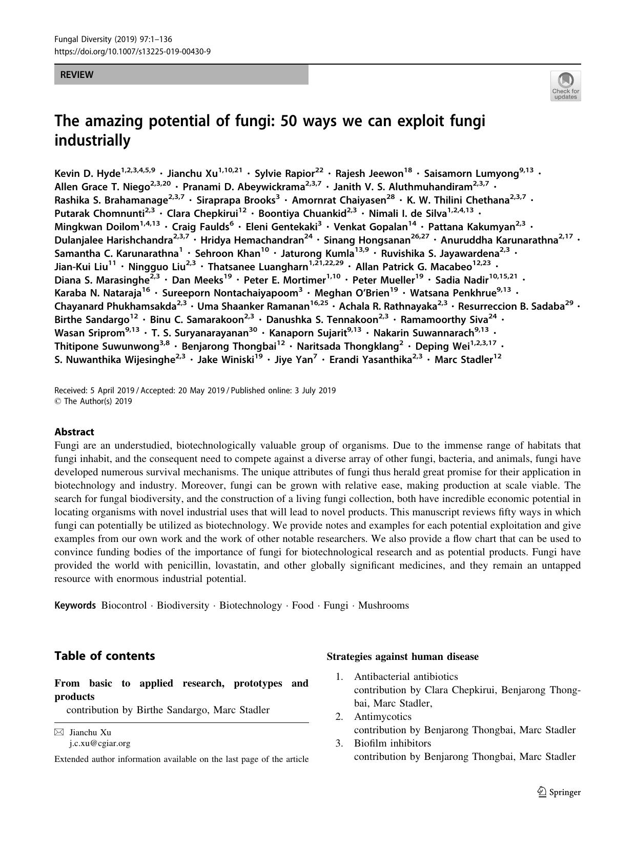 The amazing potential of fungi: 50 ways we can exploit fungi industrially by unknow