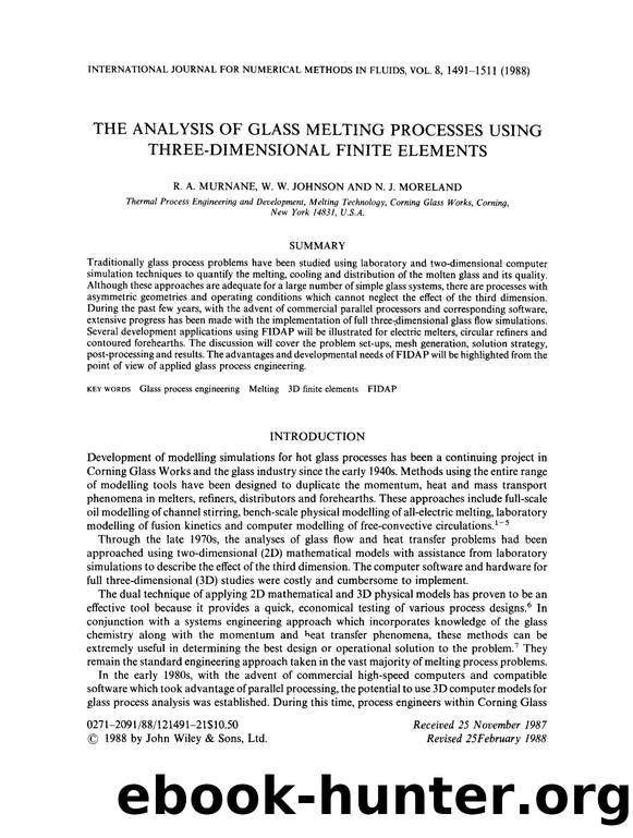 The analysis of glass melting processes using three-dimensional finite elements by Unknown