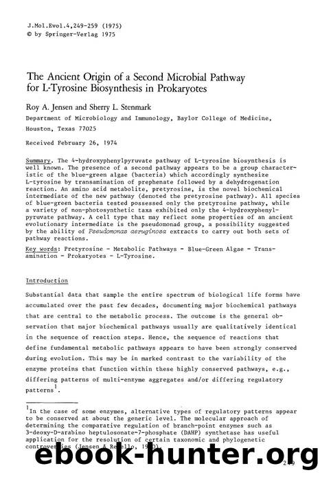 The ancient origin of a second microbial pathway for L-tyrosine biosynthesis in prokaryotes by Unknown