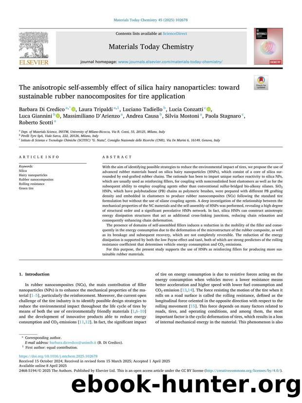 The anisotropic self-assembly effect of silica hairy nanoparticles: toward sustainable rubber nanocomposites for tire application by unknow