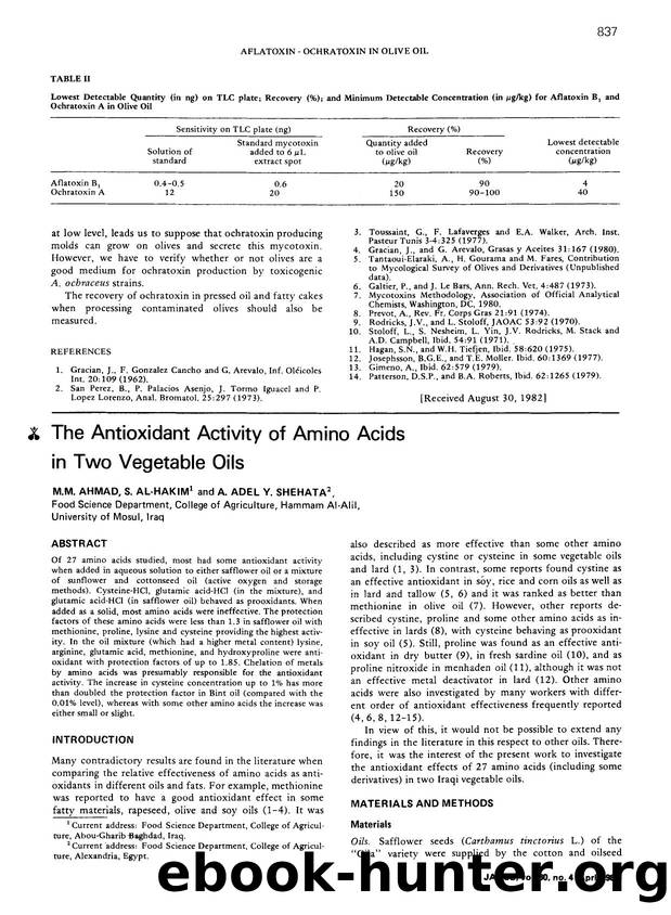 The antioxidant activity of amino acids in two vegetable oils by Unknown