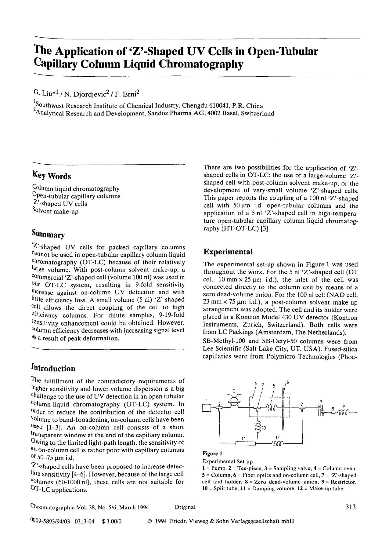 The application of ‘Z’-shaped UV cells in open-tubular capillary column liquid chromatography by Unknown