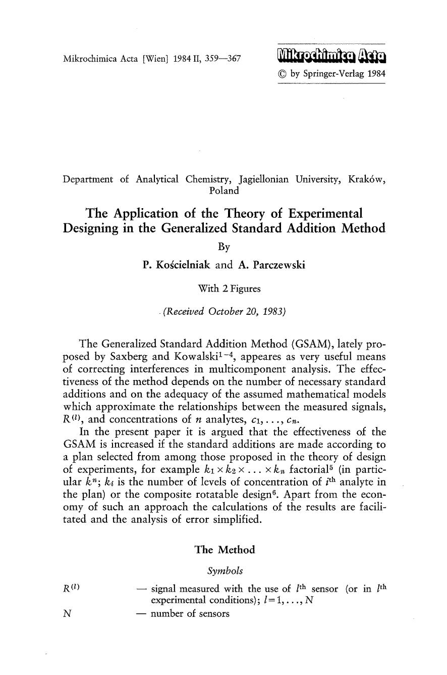 The application of the theory of experimental designing in the Generalized Standard Addition Method by Unknown